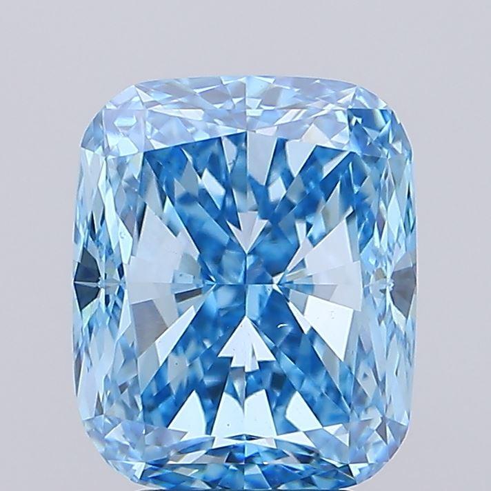 5.01 Ct. Fancy Vivid Blue Cushion Lab Grown Diamond