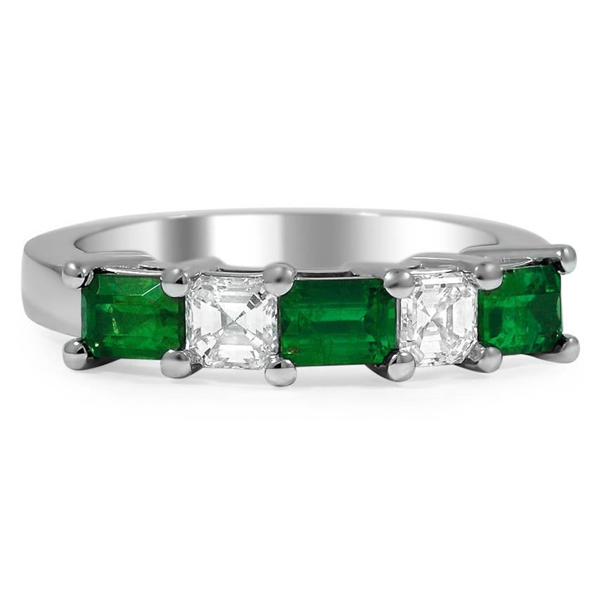 Custom Five Stone Emerald and Diamond Ring | Brilliant Earth