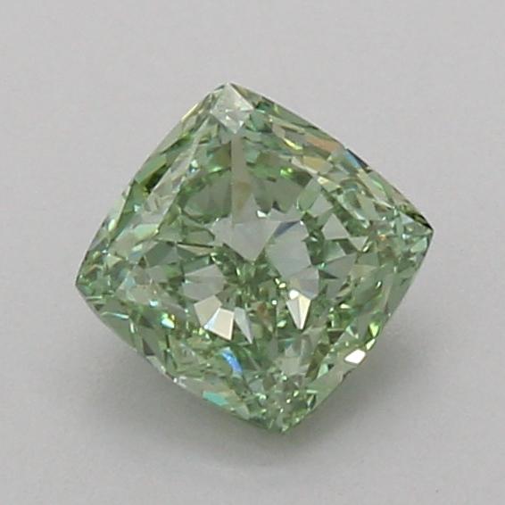 1.06 Ct. Fancy Vivid Green Cushion Lab Grown Diamond