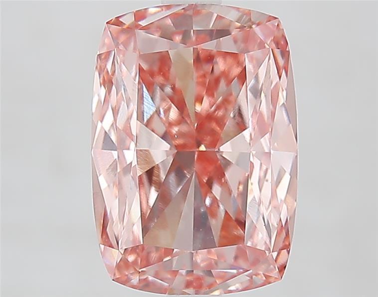 4.16 Ct. Fancy Vivid  Pink Cushion Lab Grown Diamond