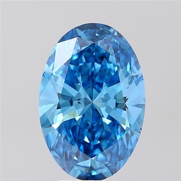 4.05 Ct. Fancy Vivid  Blue Oval Lab Grown Diamond