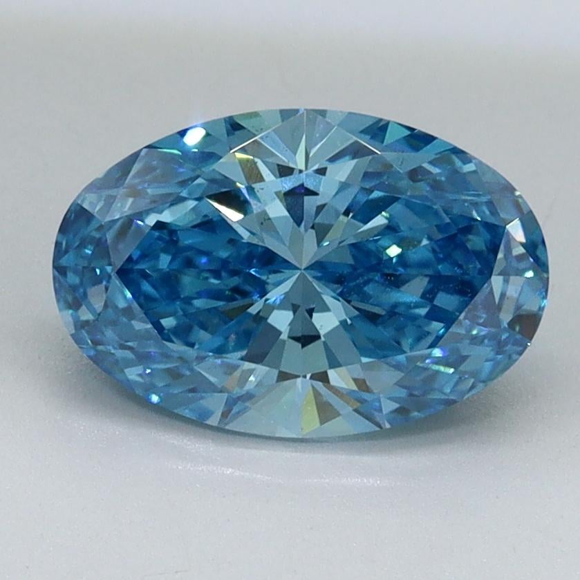 1.51 Ct. Fancy Vivid Malibu Blue Oval Lab Grown Diamond
