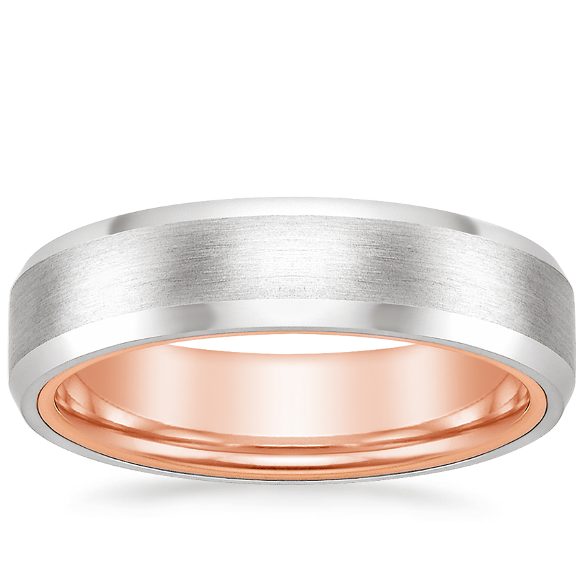 Rose Gold Men's Two Tone Rose and White Gold Wedding Band 