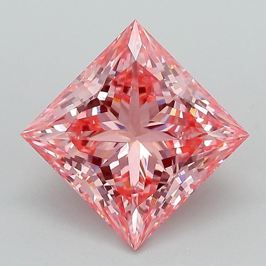 3.09 Ct. Fancy Vivid Pink Princess Lab Grown Diamond