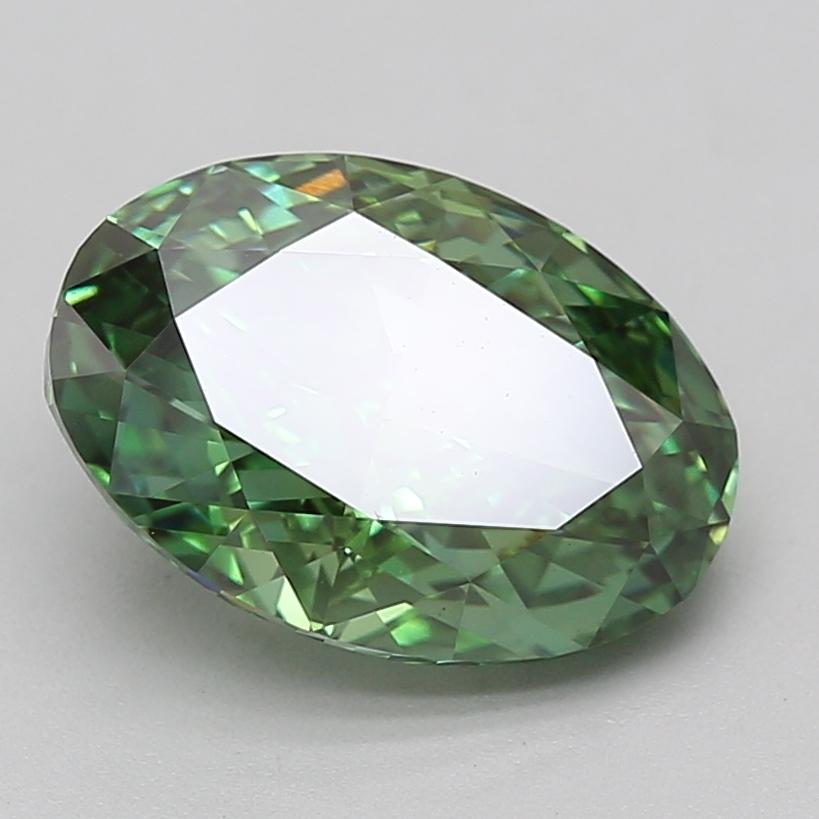 4.29 Ct. Fancy Vivid Green Oval Lab Grown Diamond