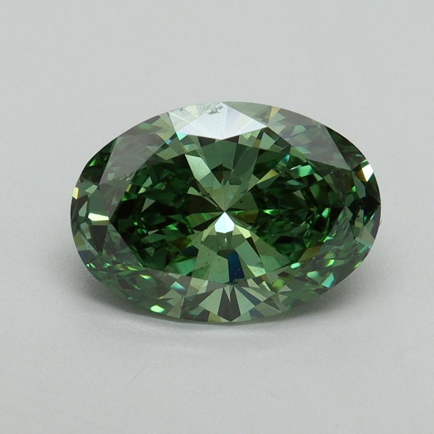 2.18 Ct. Fancy Vivid Pacific Green Oval Lab Grown Diamond