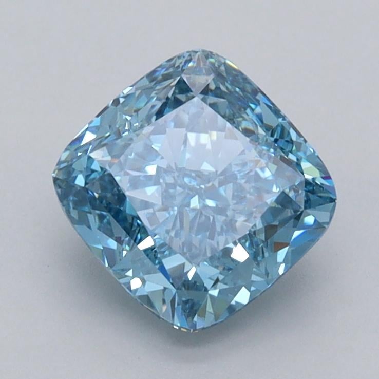 1.53 Ct. Fancy Vivid  Blue Cushion Lab Grown Diamond