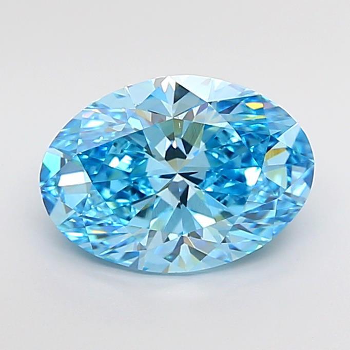 3.03 Ct. Fancy Vivid Blue Oval Lab Grown Diamond