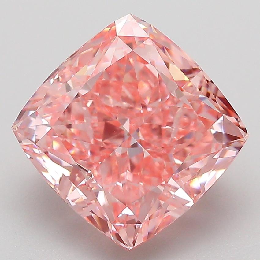 5.01 Ct. Fancy Vivid  Pink Cushion Lab Grown Diamond