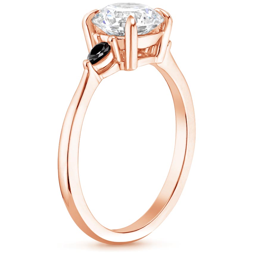 14K Rose Gold Aria Ring with Black Diamond Accents, large side view