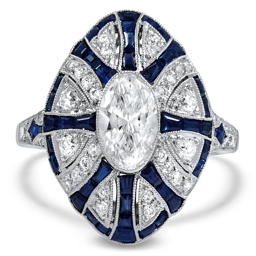 Art Deco Reproduction Diamond Cocktail Ring