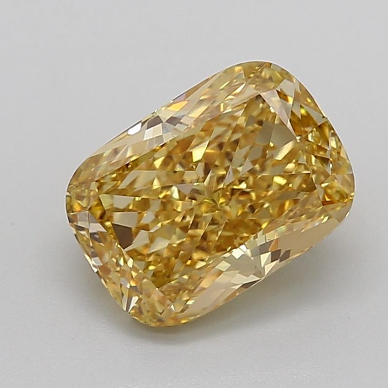 4.21 Ct. Fancy Vivid Yellow Cushion Lab Grown Diamond