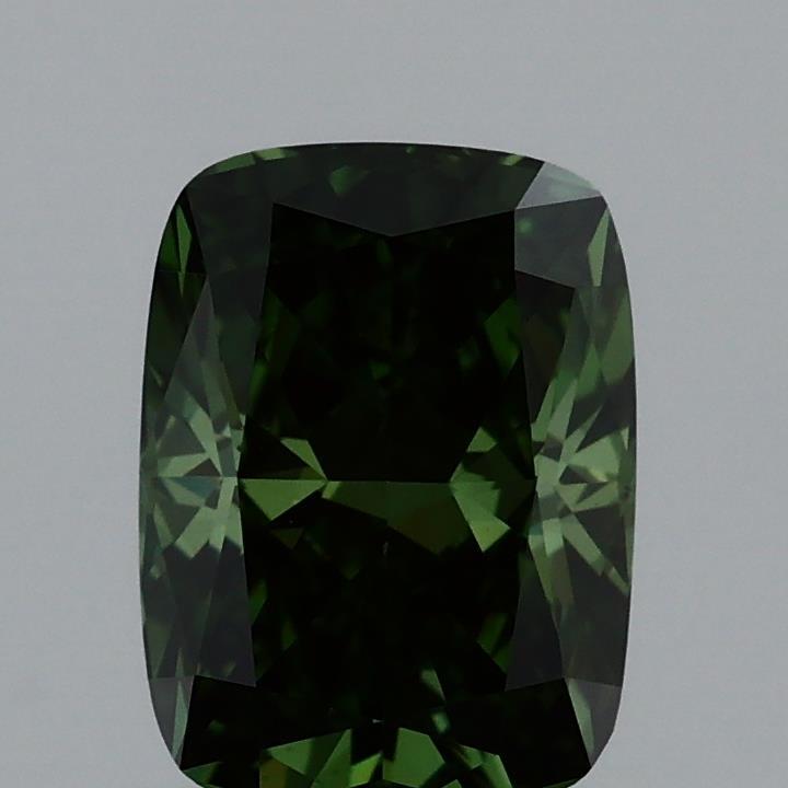 1.09 Ct. Fancy Vivid Green Cushion Lab Grown Diamond