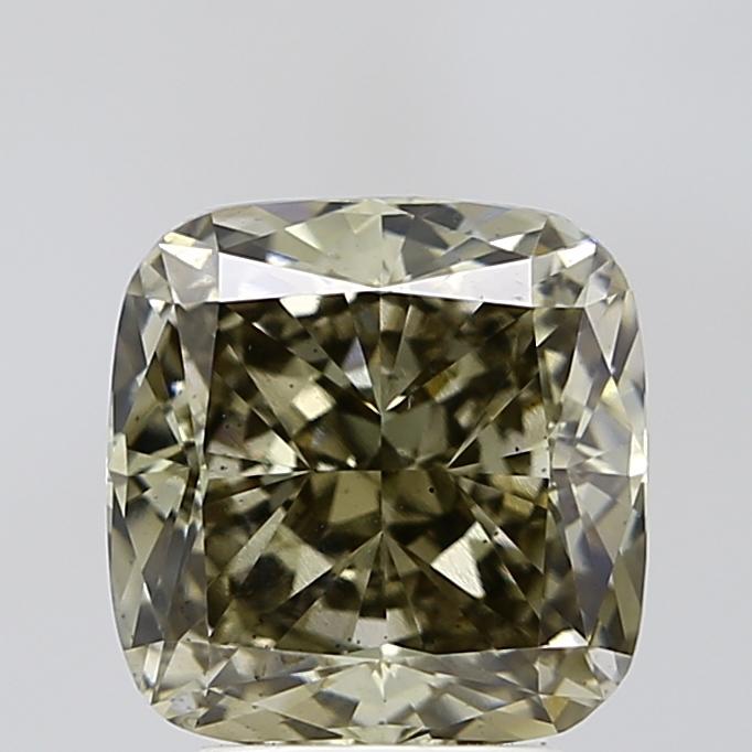 4.01 Ct. Fancy Grayish Yellow Cushion Lab Grown Diamond