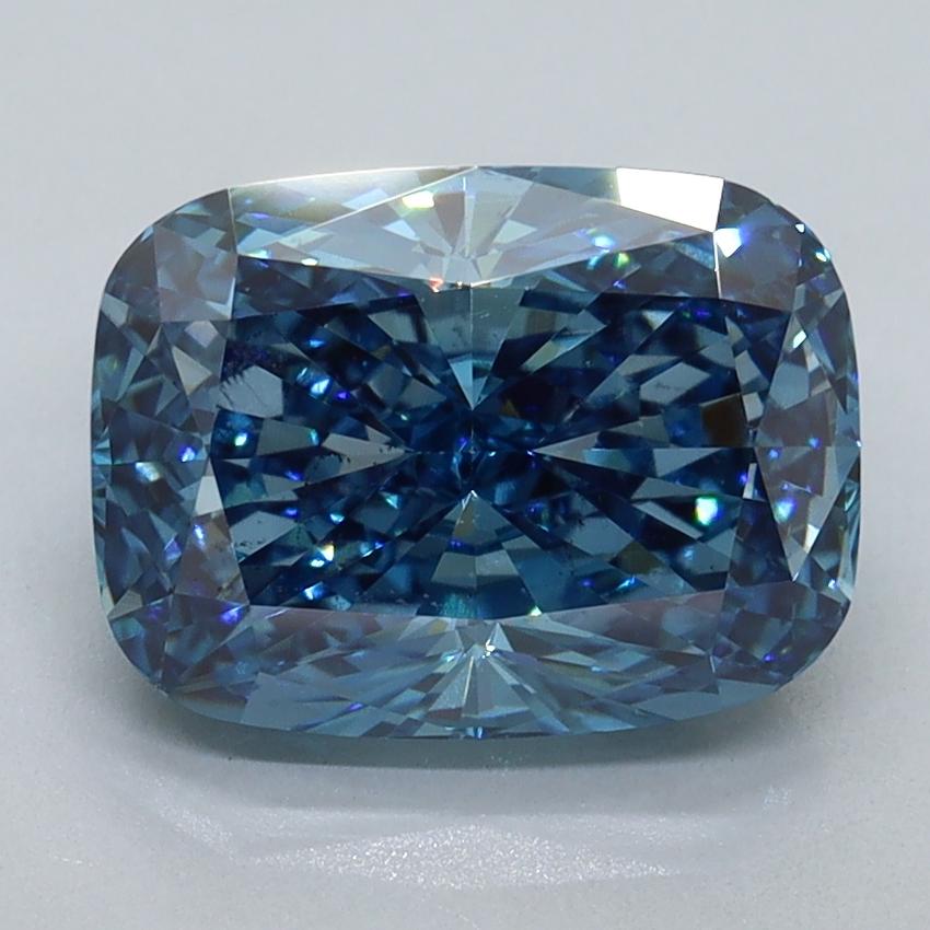 3.17 Ct. Fancy Vivid Malibu Blue Cushion Lab Grown Diamond