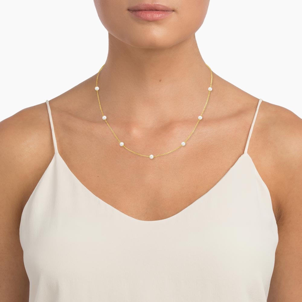 14K Yellow Gold Athena Premium Akoya Cultured Pearl 18 in. Strand Necklace, large side view