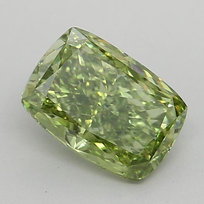0.76 Ct. Fancy Vivid  Green Cushion Lab Grown Diamond