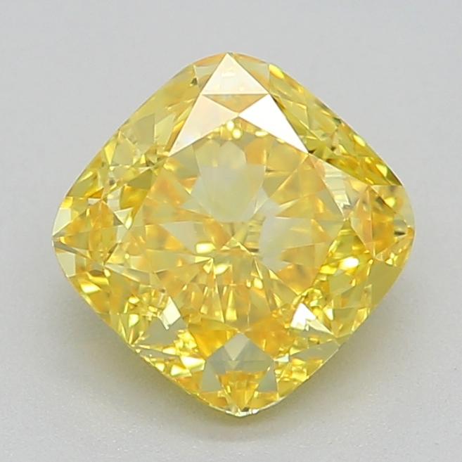 0.91 Ct. Fancy Vivid  Yellow Cushion Lab Grown Diamond