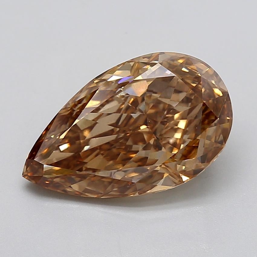 4.22 Ct. Light  Brown Pear Lab Grown Diamond