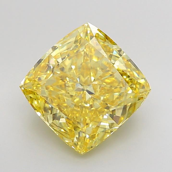 5.44 Ct. Fancy Vivid Yellow Cushion Lab Grown Diamond