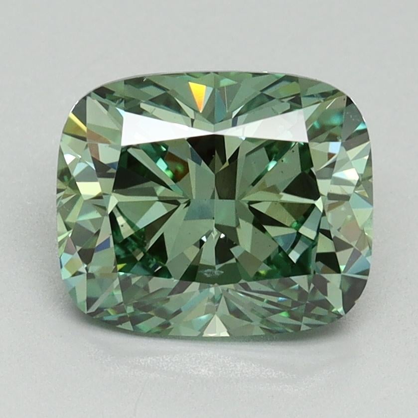 2.07 Ct. Fancy Vivid Pacific Green Cushion Lab Grown Diamond