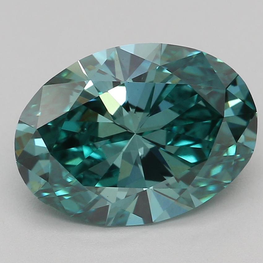 2.04 Ct. Fancy Vivid Green Oval Lab Grown Diamond