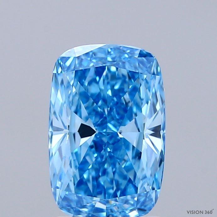 1.51 Ct. Fancy Vivid Blue Cushion Lab Grown Diamond