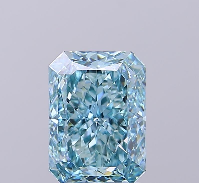 2.58 Ct. Fancy Vivid Greenish Blue Radiant Lab Grown Diamond