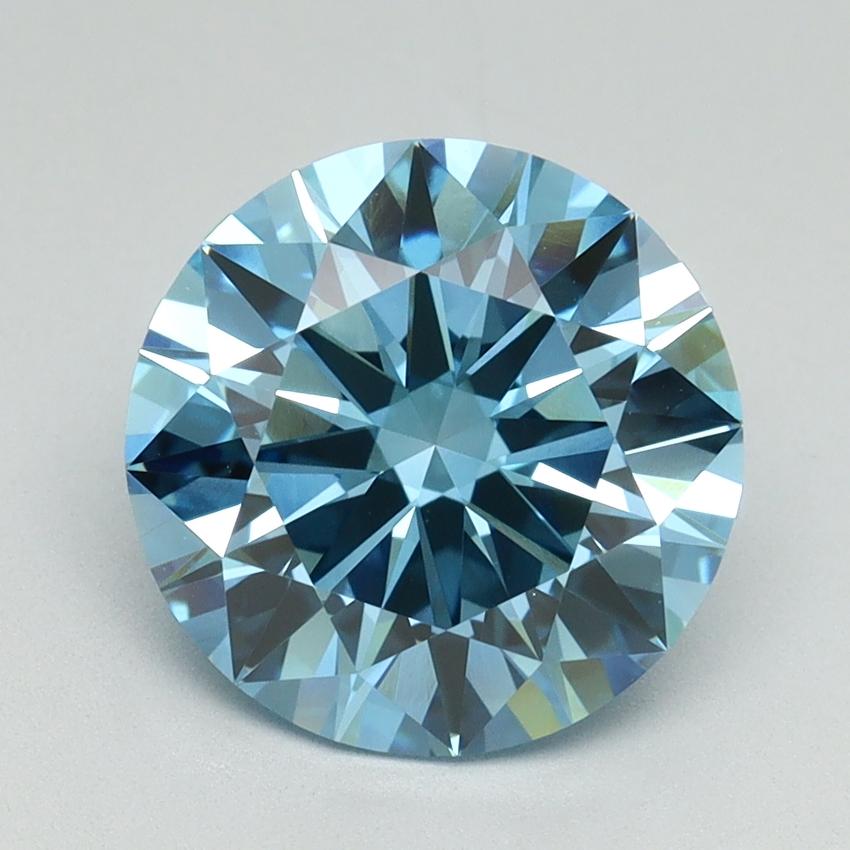 3.04 Ct. Fancy Vivid Blue Round Lab Grown Diamond