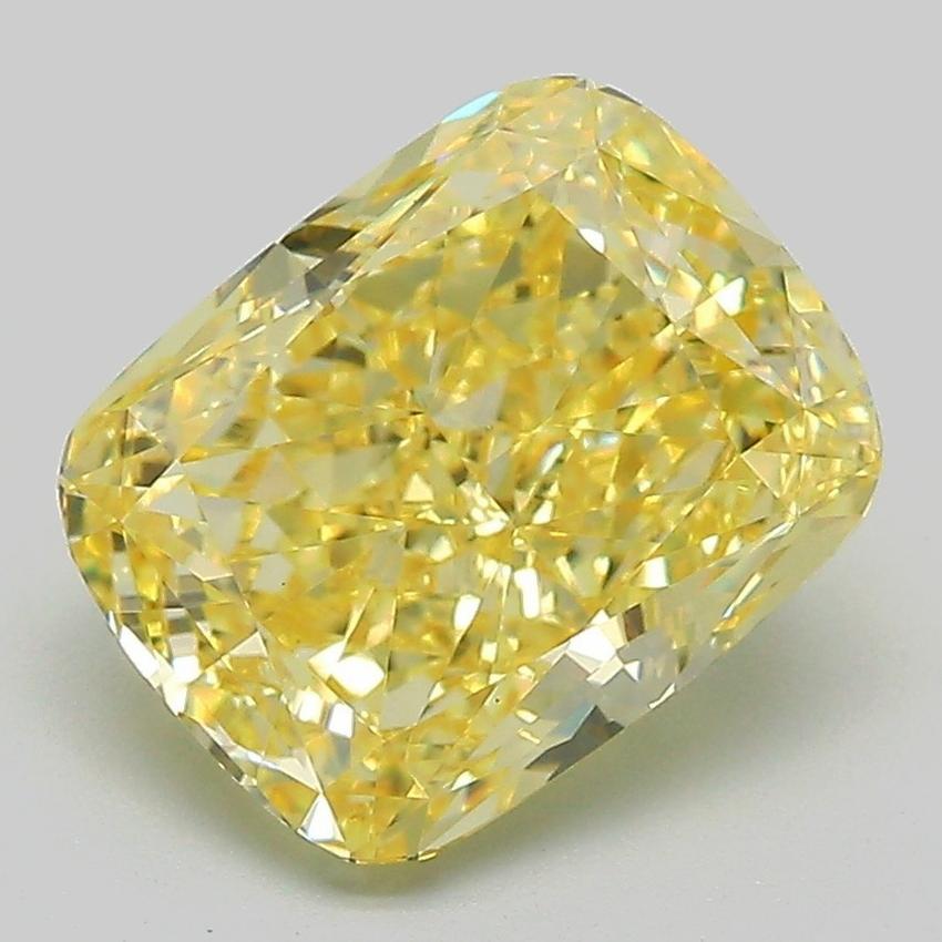 3.16 Ct. Fancy Intense Yellow Cushion Lab Grown Diamond