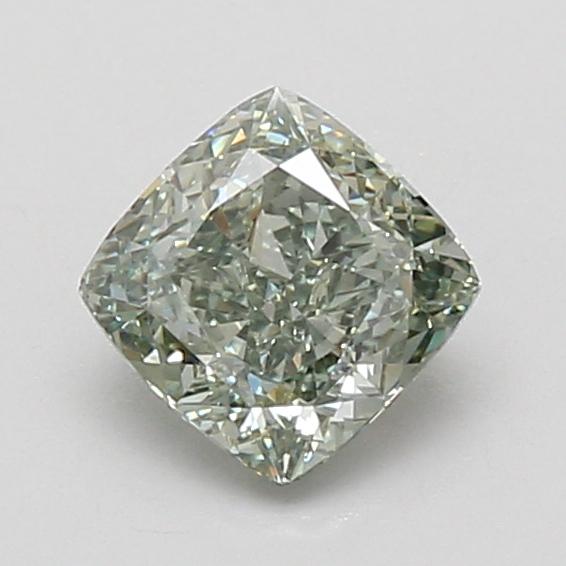 1.00 Ct. Fancy Vivid Green Cushion Lab Grown Diamond