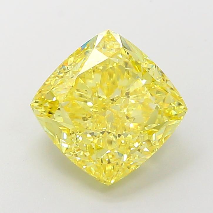 4.57 Ct. Fancy Vivid Yellow Cushion Lab Grown Diamond