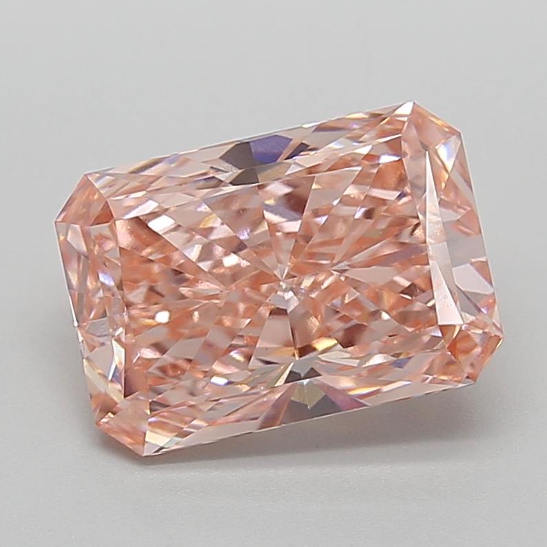 4.09 Ct. Fancy Vivid  Pink Radiant Lab Grown Diamond