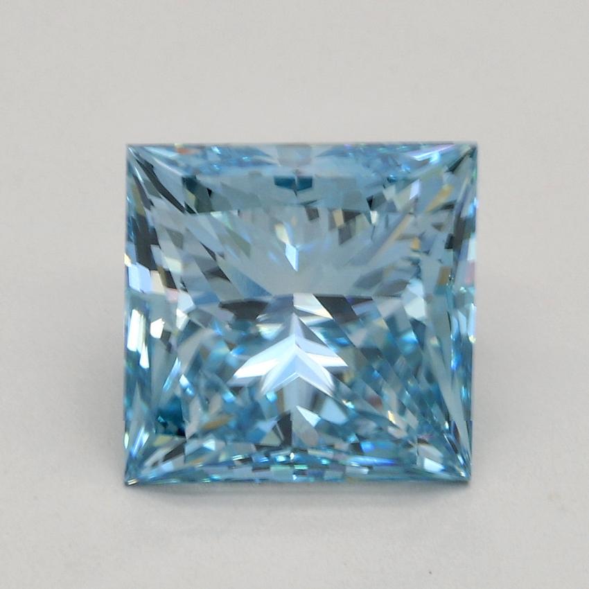 3.11 Ct. Fancy Vivid Blue Princess Lab Grown Diamond