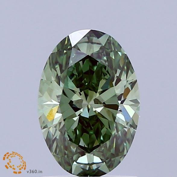1.02 Ct. Fancy Vivid  Green Oval Lab Grown Diamond