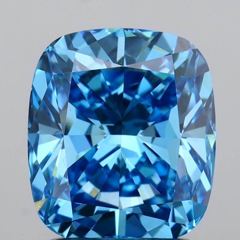 2.01 Ct. Fancy Vivid  Blue Cushion Lab Grown Diamond