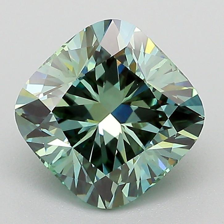 2.01 Ct. Fancy Vivid Green Cushion Lab Grown Diamond