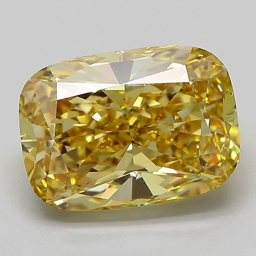 3.02 Ct. Fancy Intense Yellow Cushion Lab Grown Diamond