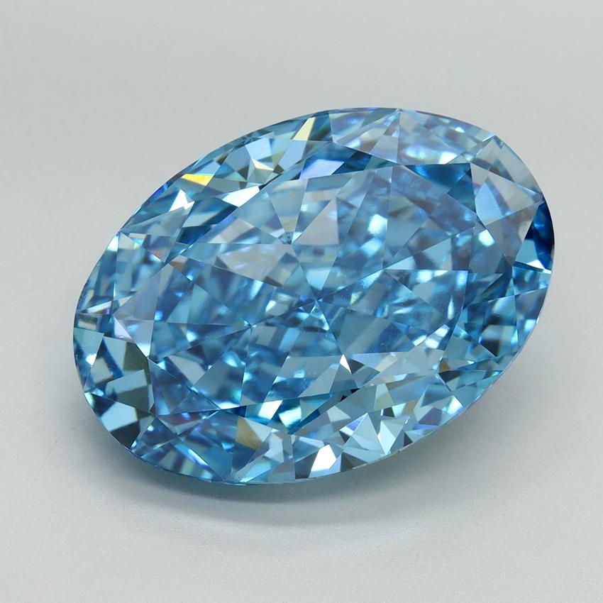 10.61 Ct. Fancy Vivid Malibu Blue Oval Lab Grown Diamond