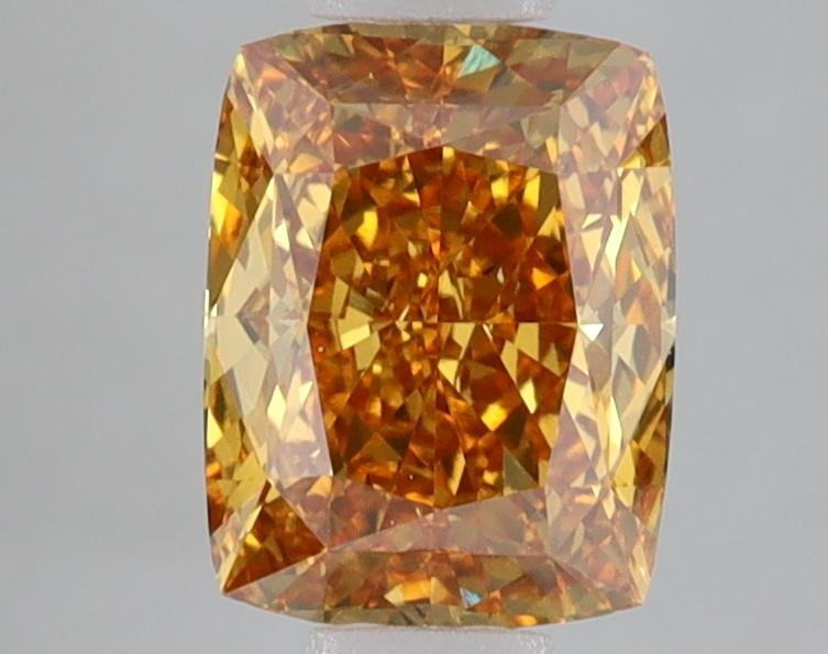 1.66 Ct. Fancy Vivid Brownish Yellow Cushion Lab Grown Diamond
