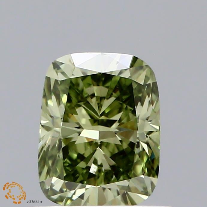 0.82 Ct. Fancy Vivid Green Cushion Lab Grown Diamond