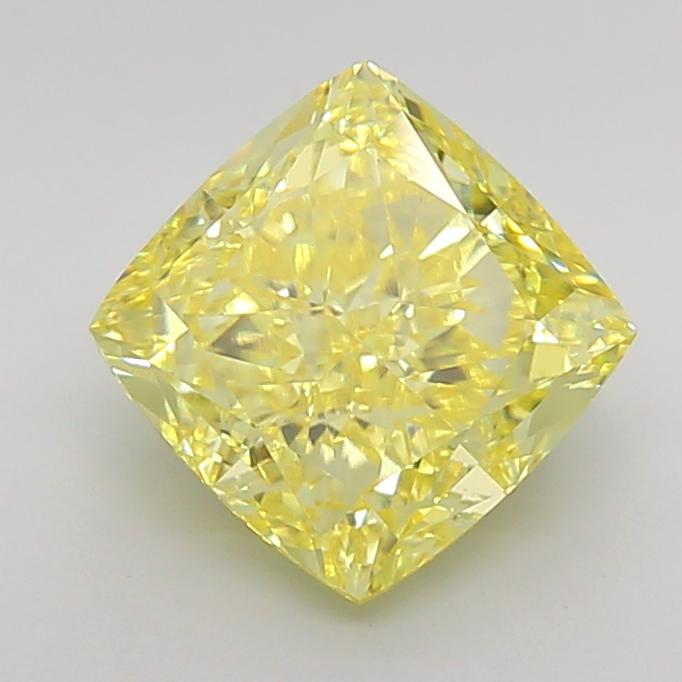 3.75 Ct. Fancy Vivid Yellow Cushion Lab Grown Diamond