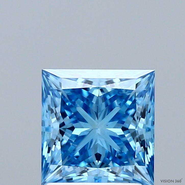 2.05 Ct. Fancy Vivid Blue Princess Lab Grown Diamond
