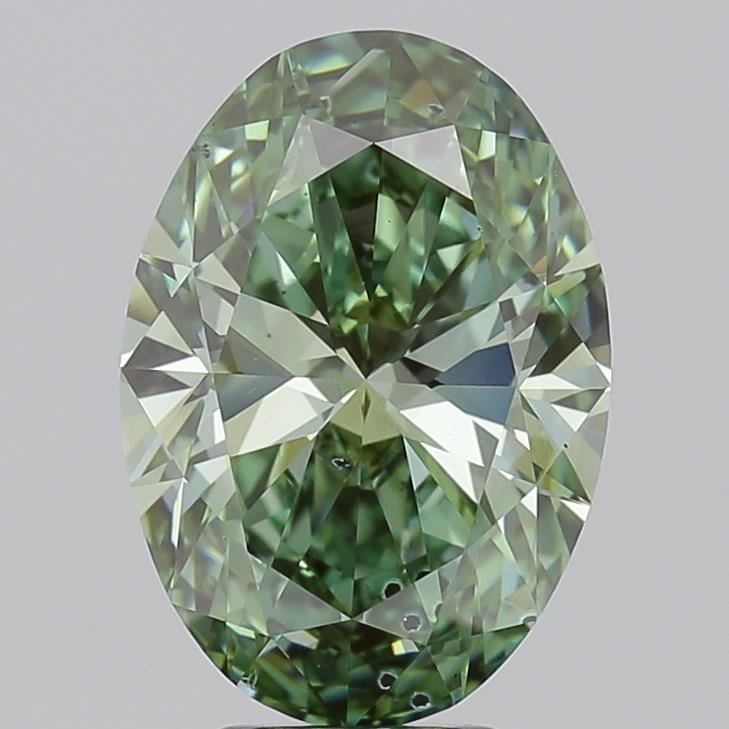 4.59 Ct. Fancy Vivid  Green Oval Lab Grown Diamond