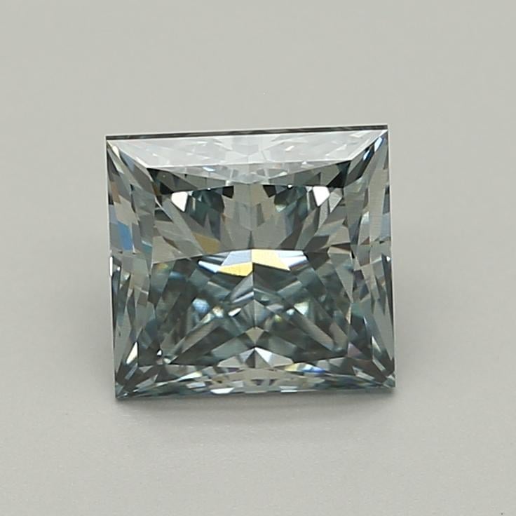 1.81 Ct. Fancy Intense Green Blue Princess Lab Grown Diamond
