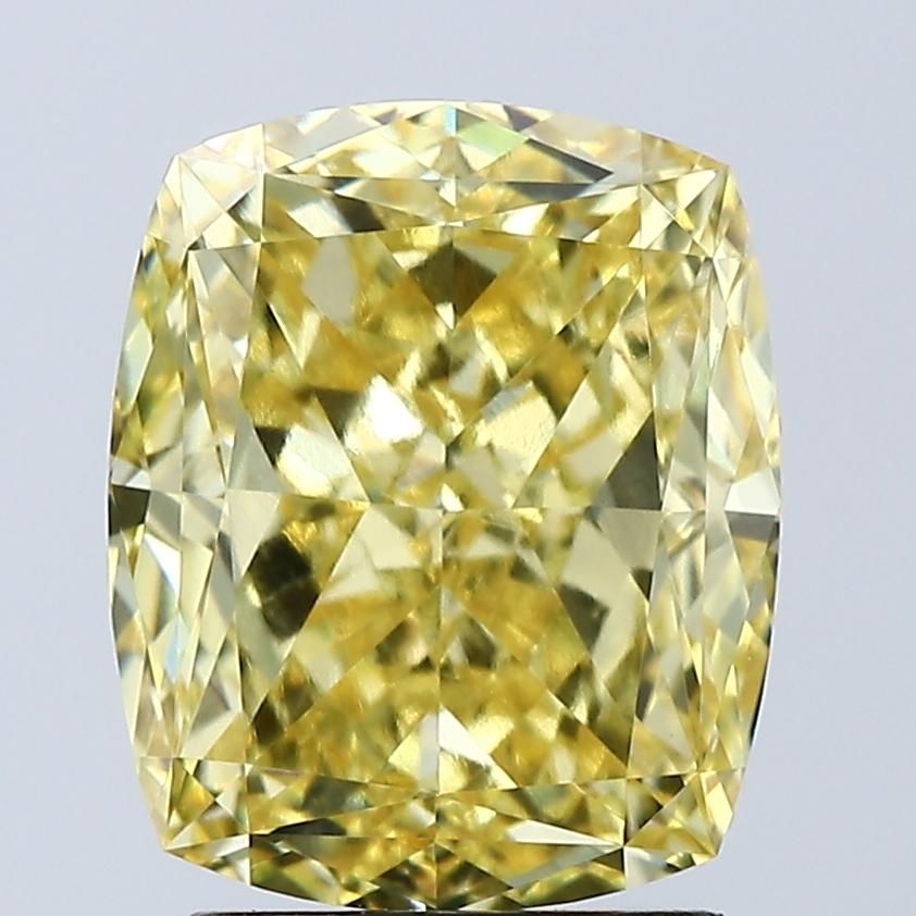 3.02 Ct. Fancy Vivid Yellow Cushion Lab Grown Diamond