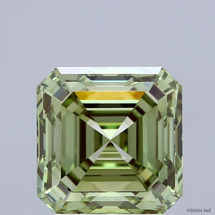 3.04 Ct. Fancy Vivid Green Asscher Lab Grown Diamond