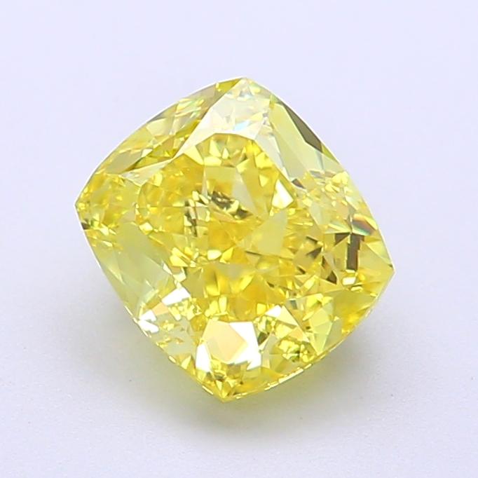 2.02 Ct. Fancy Vivid Yellow Cushion Lab Grown Diamond