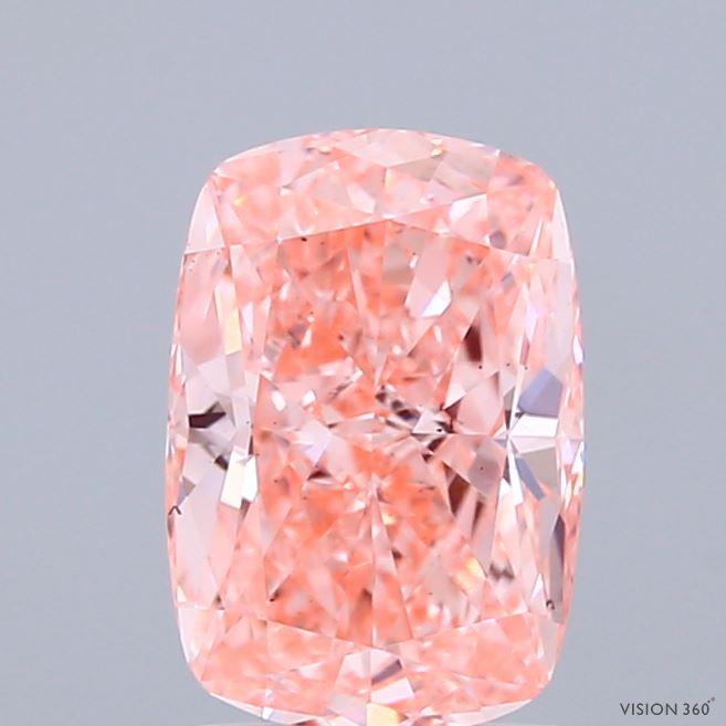 1.60 Ct. Fancy Vivid  Pink Cushion Lab Grown Diamond