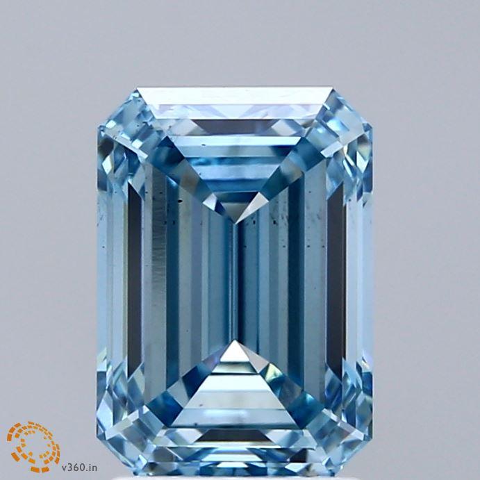 2.58 Ct. Fancy Vivid Blue Emerald Lab Grown Diamond